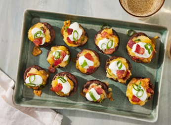 Loaded Mashed Potato Stuffed Mushrooms